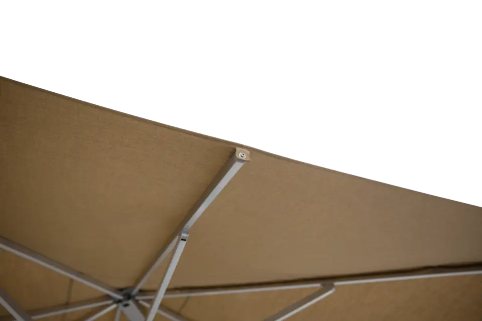 A close-up side view of the edge of the M2 Maximus canopy, showcasing the quality of the fabric and the clean, taut lines of the umbrella design.