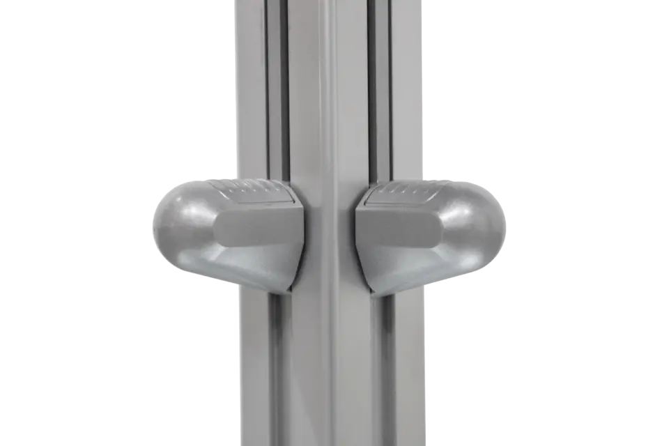 A close-up photo of a different part of the M2 Maximus pole, showing the heavy-duty operating mechanism used to open and close the umbrella canopies.