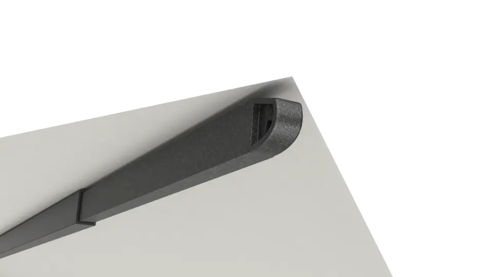 A close-up view of a corner of the V1X umbrella canopy, showing the taut fabric and clean edges.