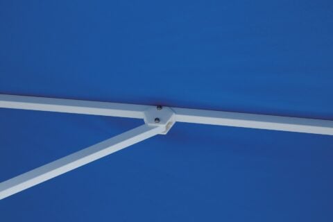 Tempo Callas umbrella frame connection detail, showing the blue canopy fabric