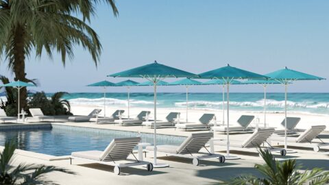 Capri Flex outdoor umbrella in use