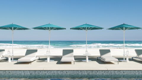 Capri Flex outdoor umbrella in use