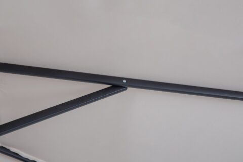 Tempo Cicero umbrella frame closeup, showing metal construction and canopy attachment.