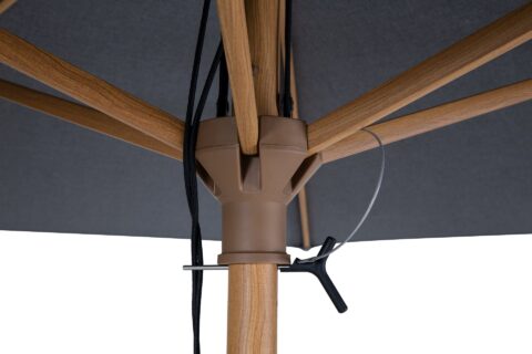 Tempo Daintree Umbrella tilt mechanism and rib support detail.