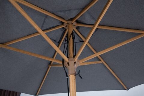 Tempo Daintree umbrella underneath view showing ribs and mechanics