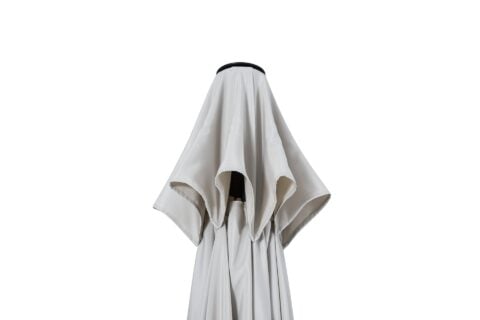 Tempo Geroge umbrella canopy detail view on white background.