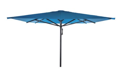 Tempo Leuven blue square outdoor umbrella on a white background.