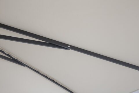 Tempo Lyon umbrella showing the detail of the frame and canopy attachment.