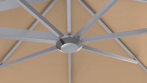 Close-up of the Tempo Maximus umbrella's internal rib structure.