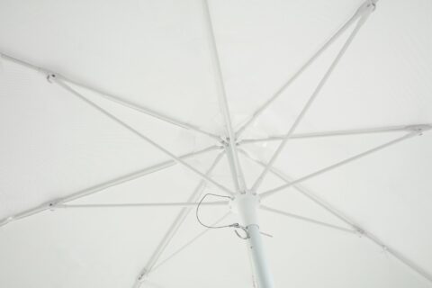 Tempo Miami umbrella, view from underneath showing ribs and supporting structure.