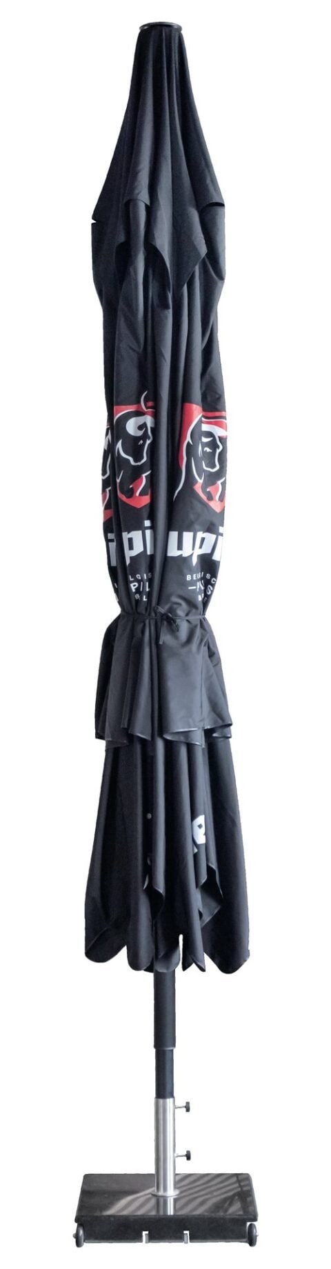 Tempo Piazza umbrella, shown closed and wrapped.