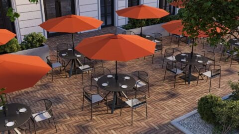 Strada Flex outdoor umbrella in use