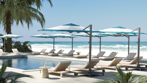 V1 outdoor umbrella in use