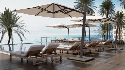 V1X outdoor umbrella in use